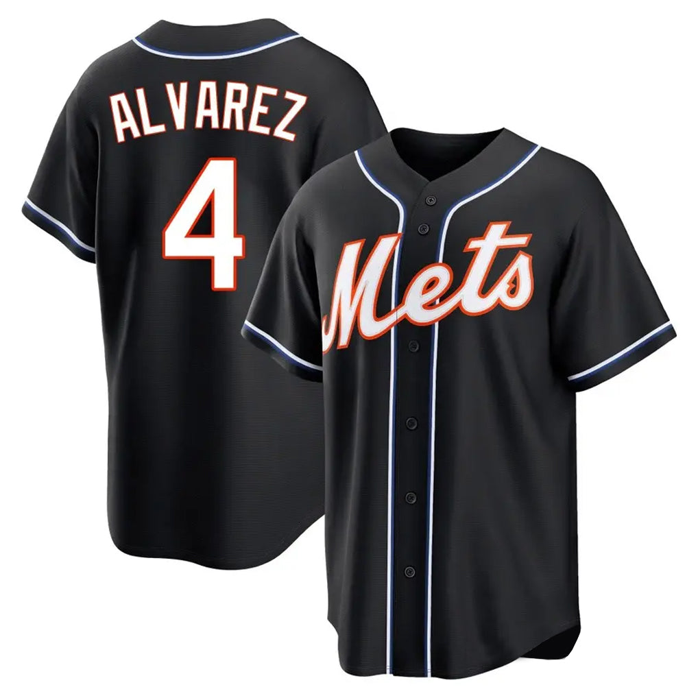 Davalo NY.Mets #4 Francisco Alvarez Player Black Fashion Out Game Stitched Jerseys