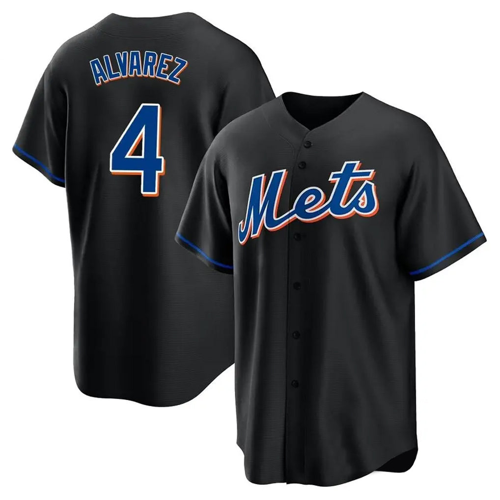 Davalo NY.Mets #4 Francisco Alvarez Player Black Replica Home Game Stitched Jerseys