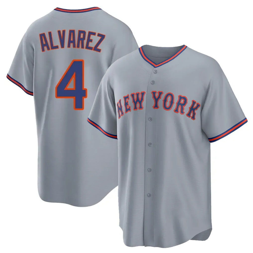 Davalo NY.Mets #4 Francisco Alvarez Player Gray Road Home Game Stitched Jerseys