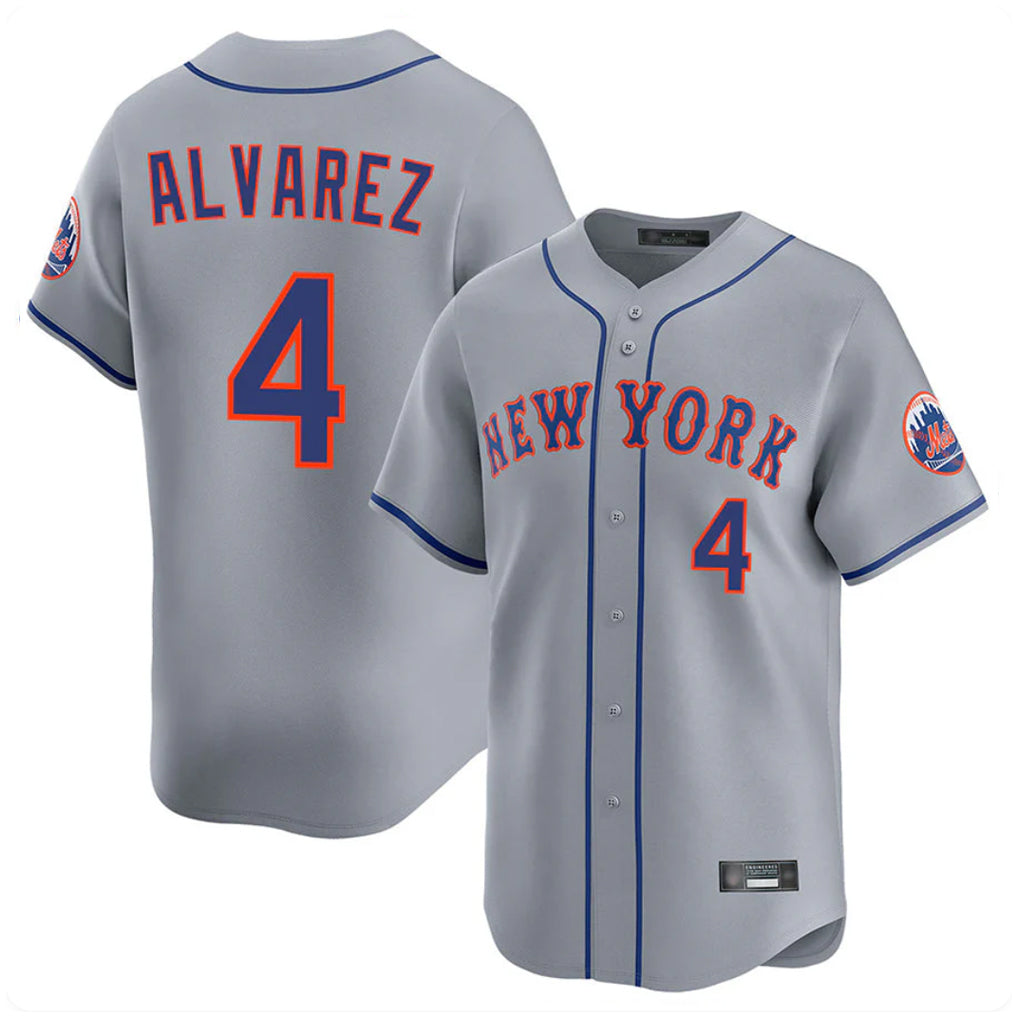 Davalo NY.Mets #4 Francisco Alvarez Player Gray Road Limited Home Stitched Jerseys