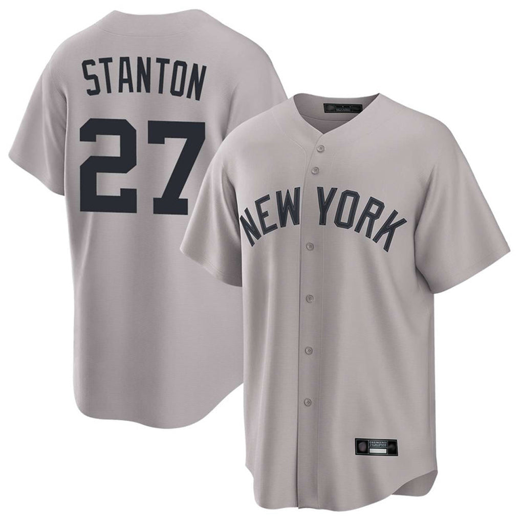 Davalo NY.Yankees #27 Giancarlo Stanton Player Gray Game Home Stitched Jerseys