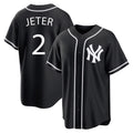 Davalo NY.Yankees #2 Derek Jeter Player Black Out Game Home Stitched Jerseys
