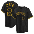 Davalo NY.Yankees #2 Derek Jeter Player Black Snake Skin City Game Home Stitched Jerseys