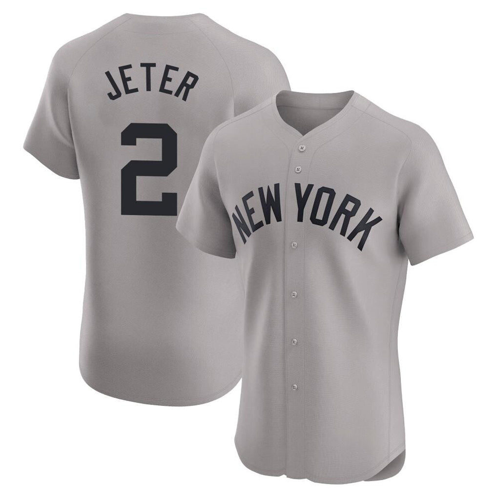 Davalo NY.Yankees #2 Derek Jeter Player Gray Limited Elite Home Stitched Jerseys