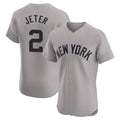 Davalo NY.Yankees #2 Derek Jeter Player Gray Limited Elite Home Stitched Jerseys