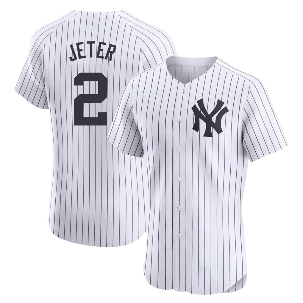 Davalo NY.Yankees #2 Derek Jeter Player White Limited Elite Home Stitched Jerseys