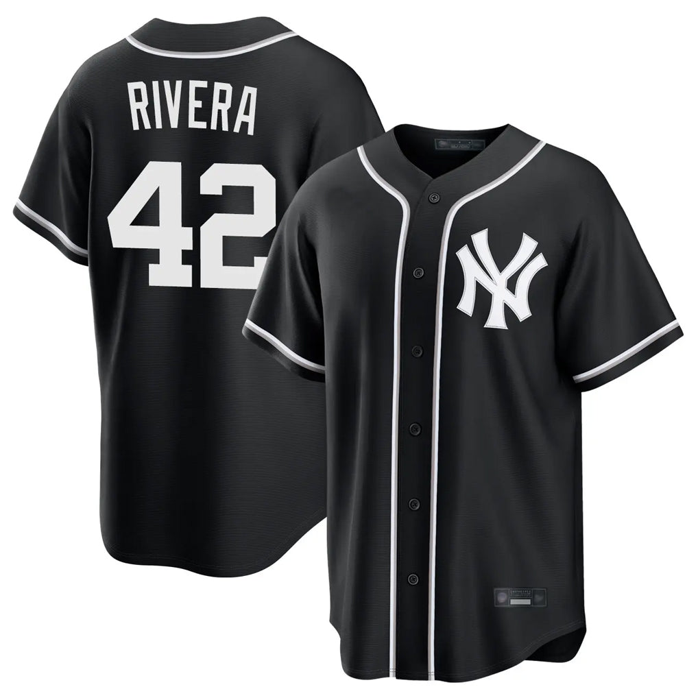 Davalo NY.Yankees #42 Mariano Rivera Player Black Out Game Home Stitched Jerseys