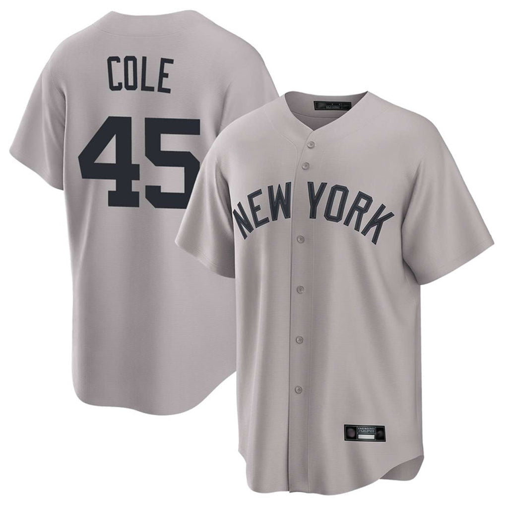Davalo NY.Yankees #45 Gerrit Cole Player Gray Game Home Stitched Jerseys
