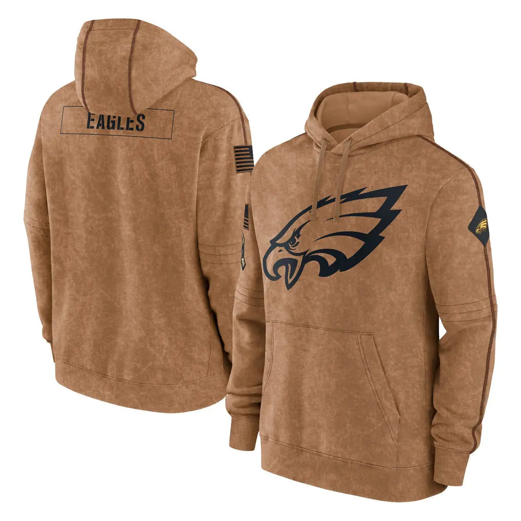 Davalo P.Eagles Brown Salute to Service Pullover Hoodies Limited Game Blank Player Stitched Jerseys
