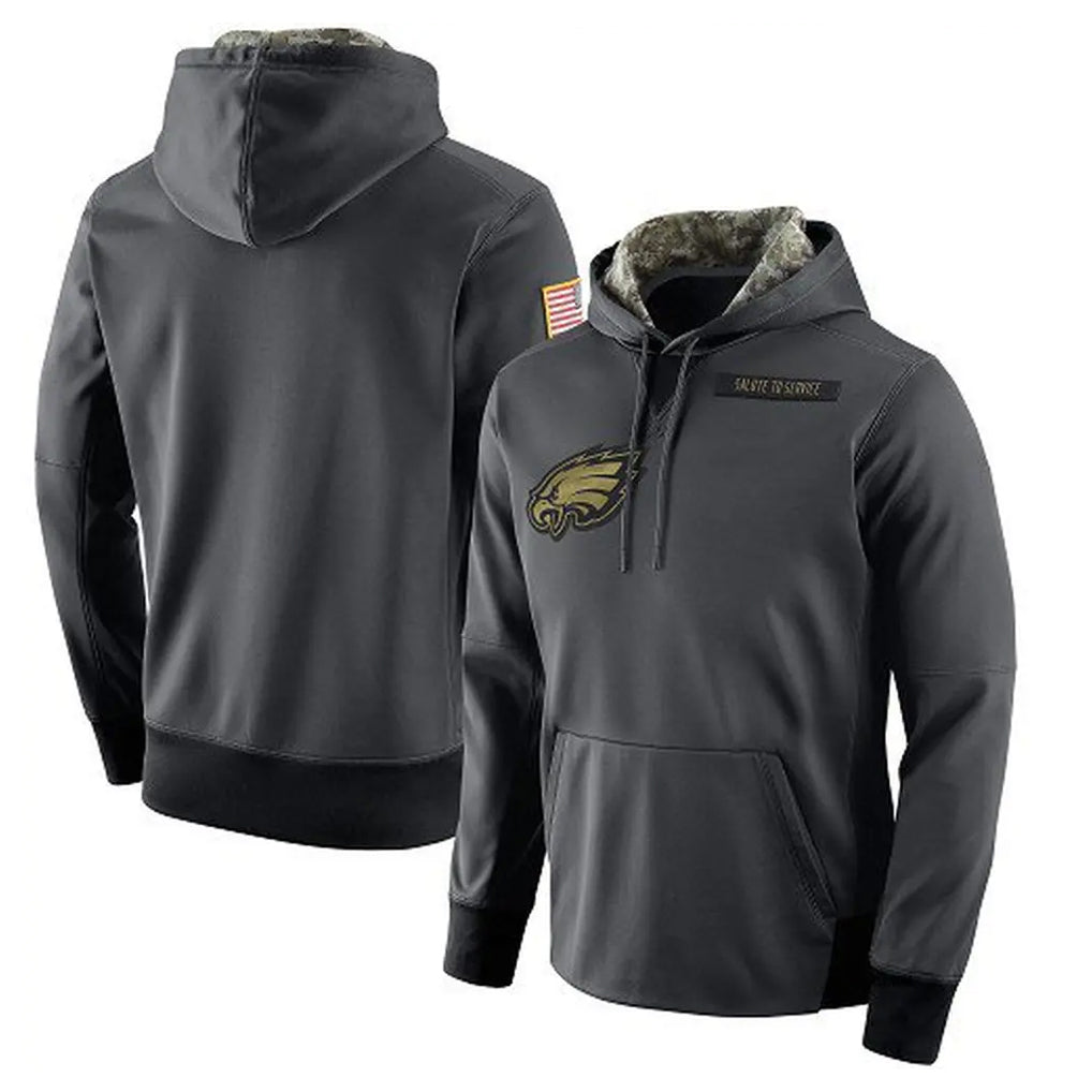 Davalo P.Eagles Gray Pullover Hoodies Home Game Blank Player Stitched Jerseys