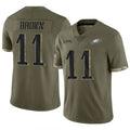 Davalo P.Eagles #11 A.J. Brown Player Salute To Service Olive Stitched Jerseys