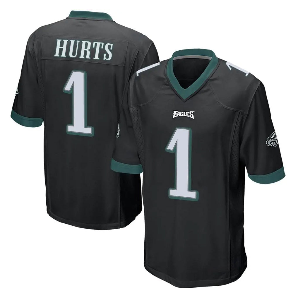 Davalo P.Eagles #1 Jalen Hurts Player Black Home Game Stitched Jerseys