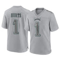 Davalo P.Eagles #1 Jalen Hurts Player Gray Atmosphere Fashion Home Game Stitched Jerseys