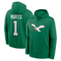 Davalo P.Eagles #1 Jalen Hurts Player Green Pullover Hoodies Home Game Stitched Jerseys