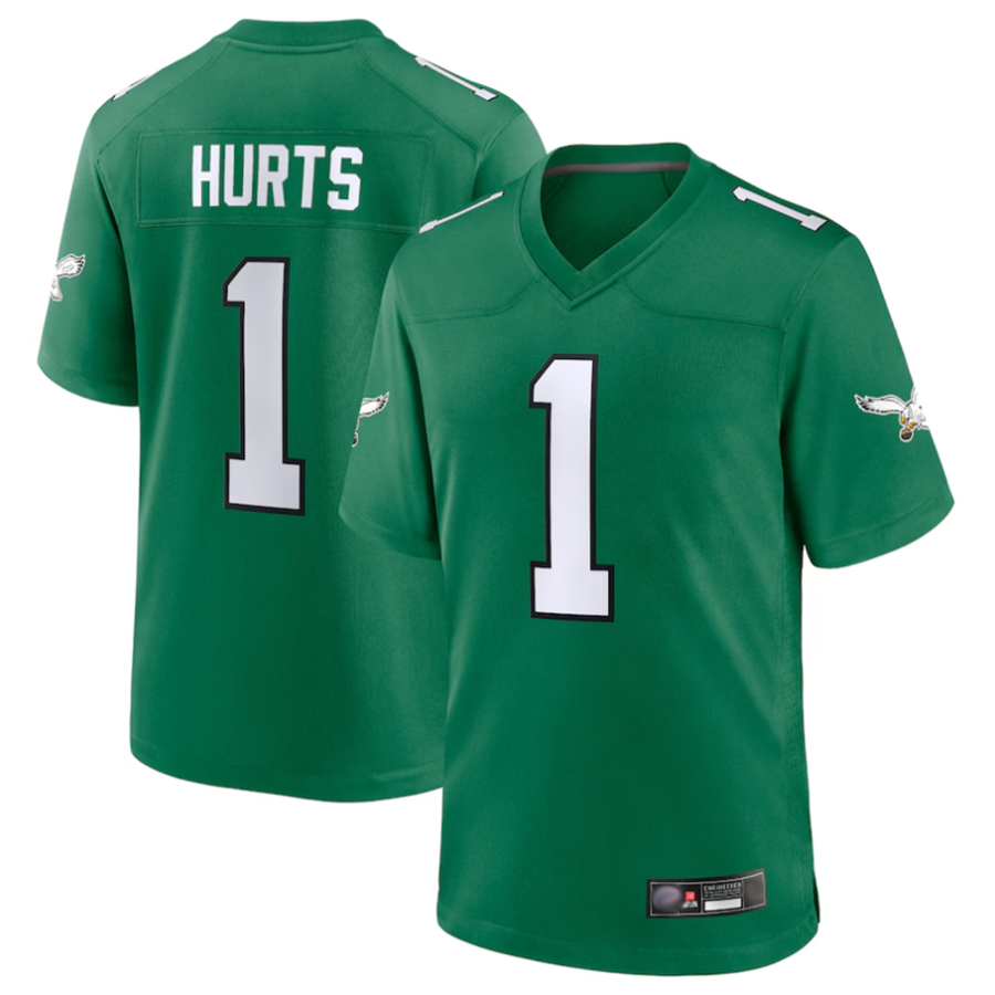 Davalo P.Eagles #1 Jalen Hurts Player Kelly Green Game Stitched Jerseys