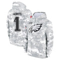 Davalo P.Eagles #1 Jalen Hurts Player Military Hoodie Arctic Camo Salute To Service Stitched Jerseys