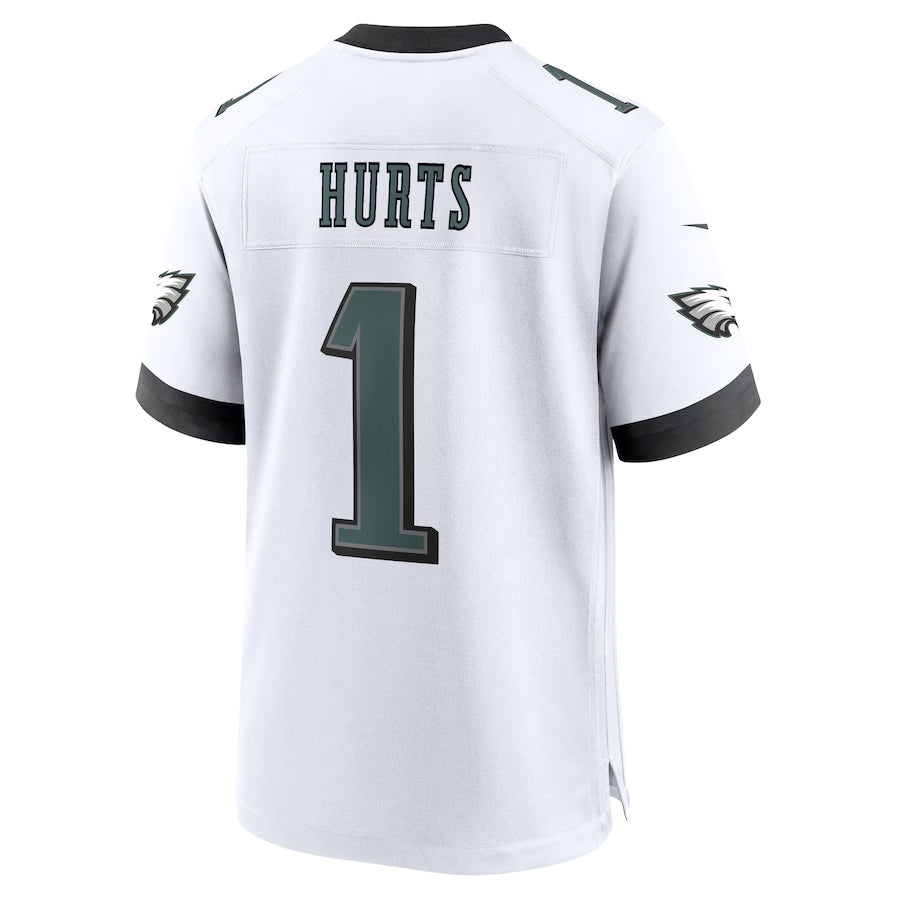 Davalo P.Eagles #1 Jalen Hurts Player White Home Game Stitched Jerseys