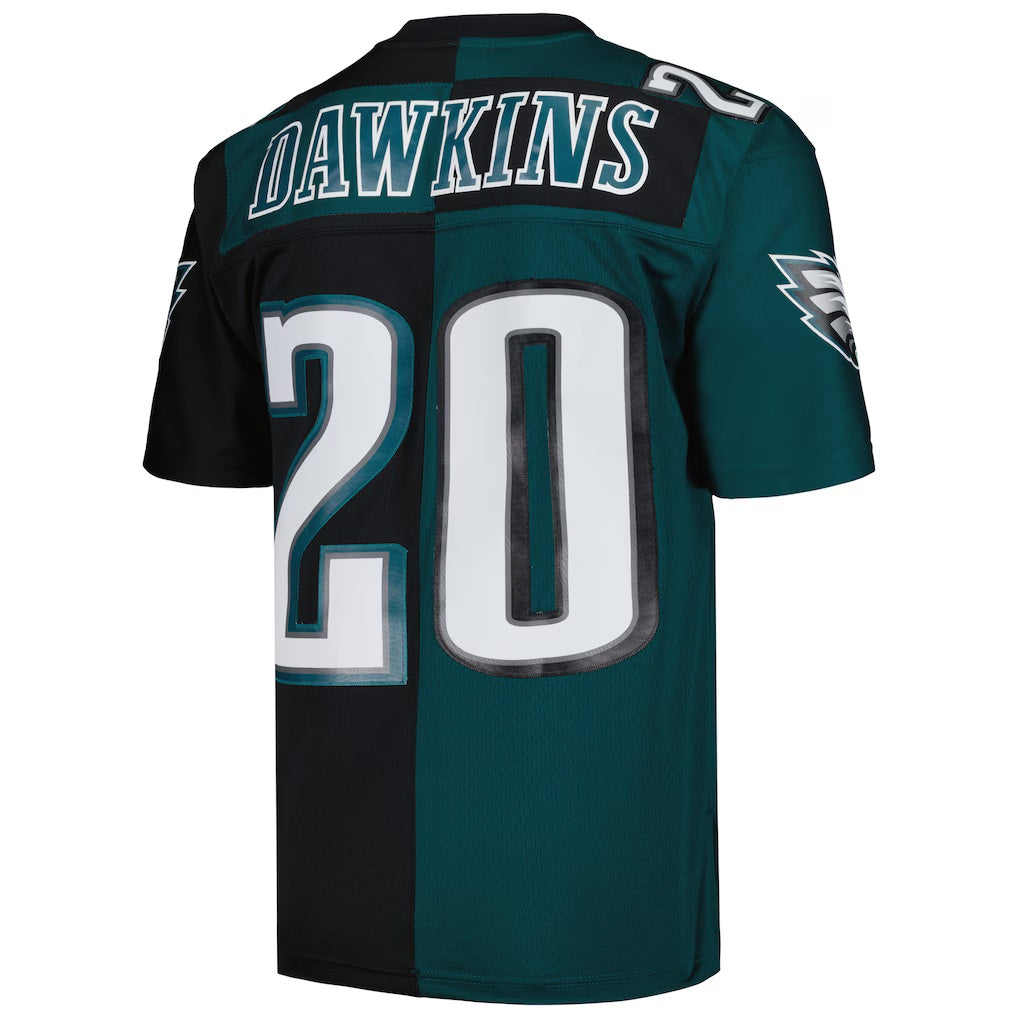 Davalo P.Eagles #20 Brian Dawkins Mitchell & Ness Midnight Green-Black Split Legacy Replica Stitched Jerseys