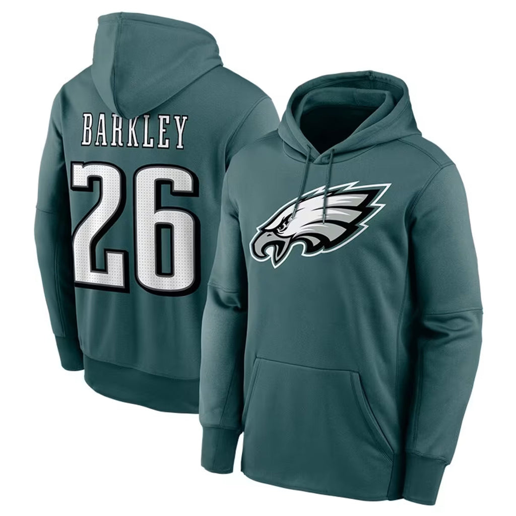 Davalo P.Eagles #26 Saquon Barkley Player Green Pullover Hoodie Stitched Jerseys
