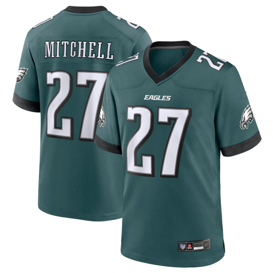 Davalo P.Eagles #27 Quinyon Mitchell Player Midnight Green Replica Game Stitched Jerseys