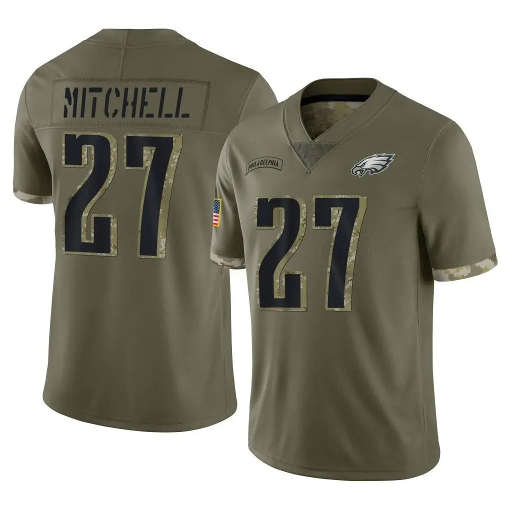 Davalo P.Eagles #27 Quinyon Mitchell Player Olive Salute To Service Limited Stitched Jerseys