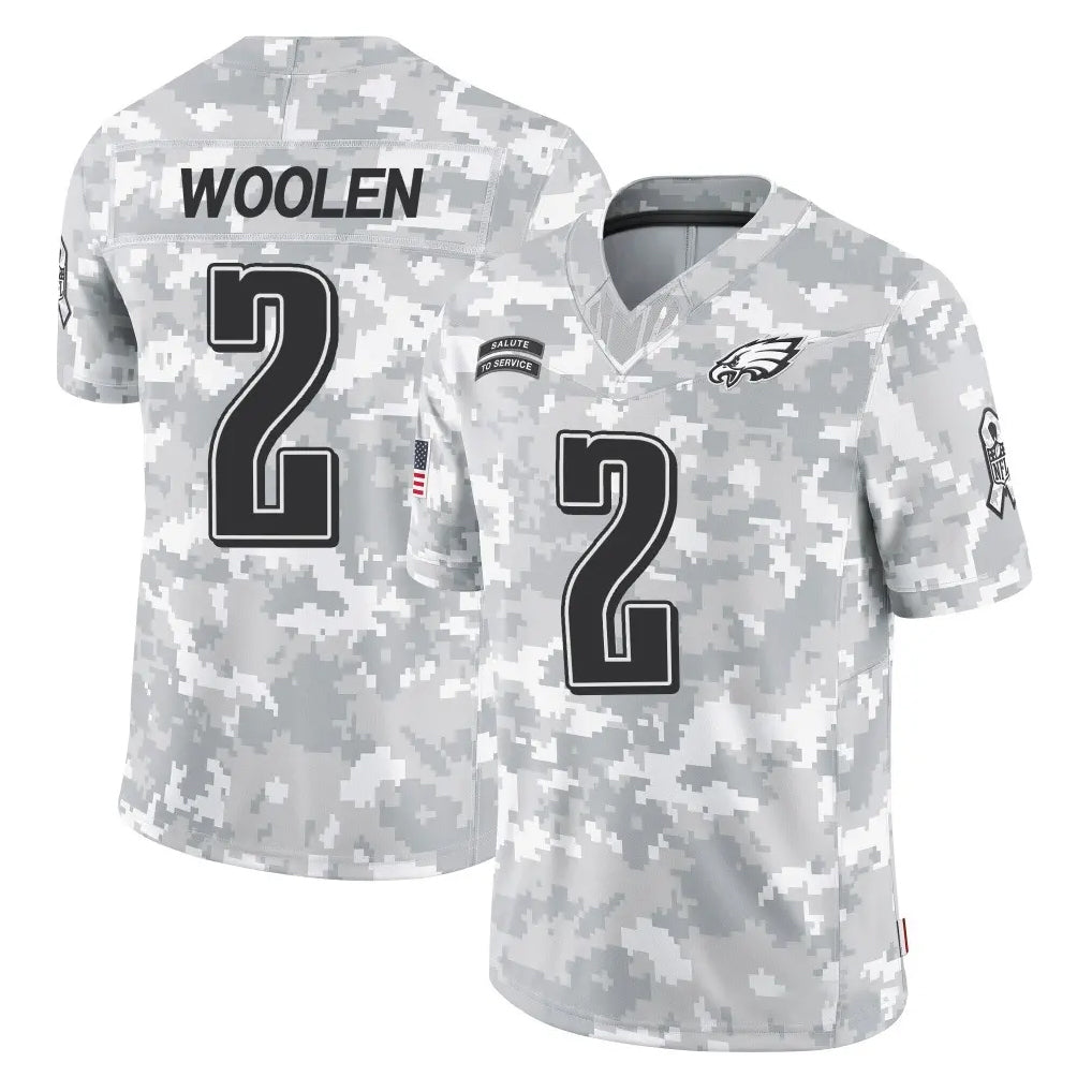 Davalo P.Eagles #2 Riq Woolen Player Arctic Camo Salute to Service Limited Game Stitched Jerseys