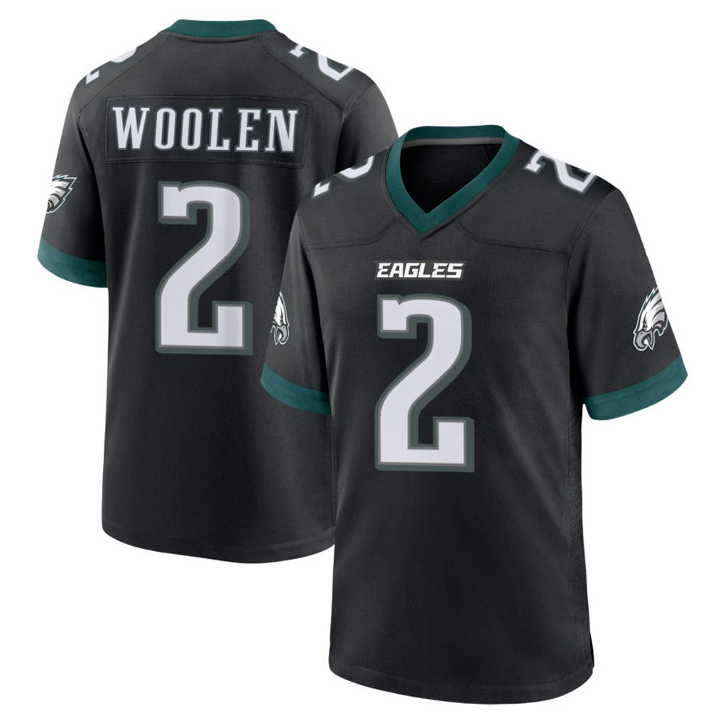 Davalo P.Eagles #2 Riq Woolen Player Black Game Home Stitched Jerseys