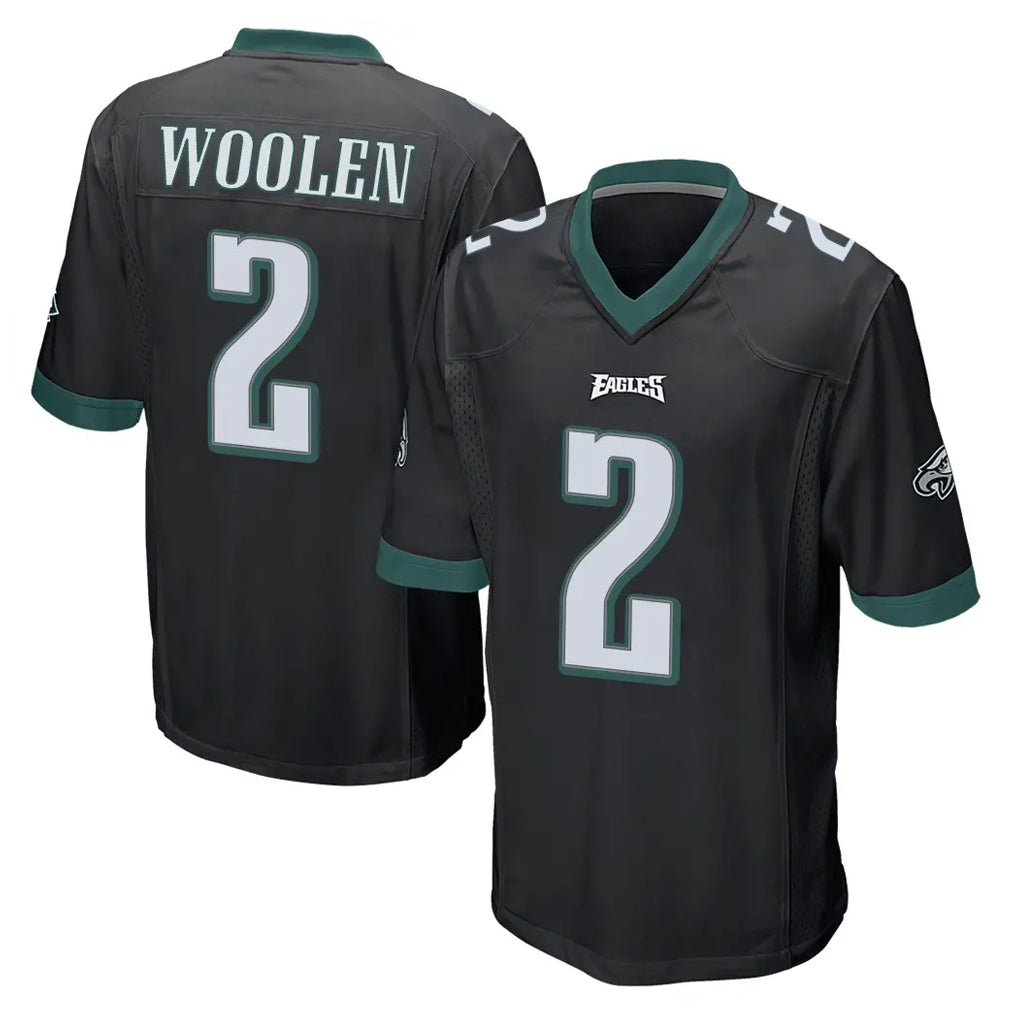 Davalo P.Eagles #2 Riq Woolen Player Black Home Game Stitched Jerseys