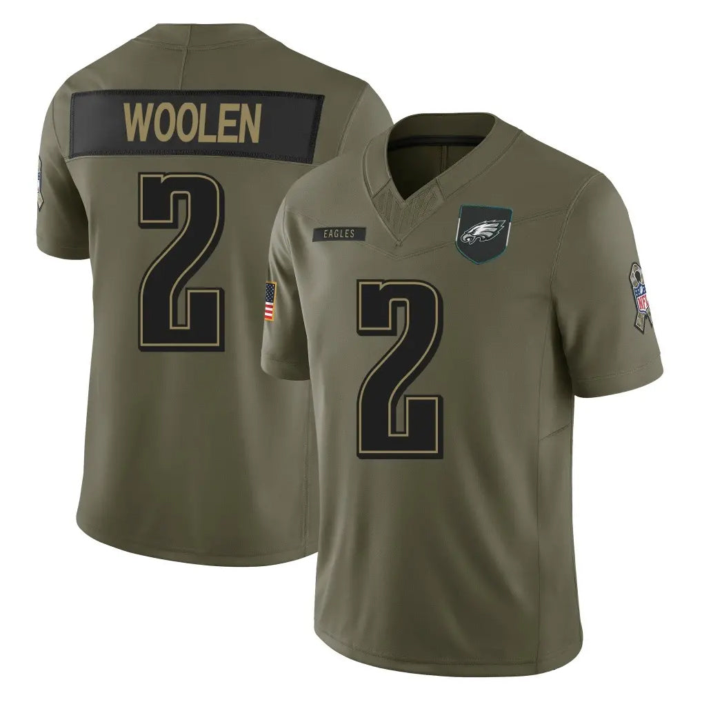 Davalo P.Eagles #2 Riq Woolen Player Olive 2025 Salute To Service Limited Stitched Jerseys