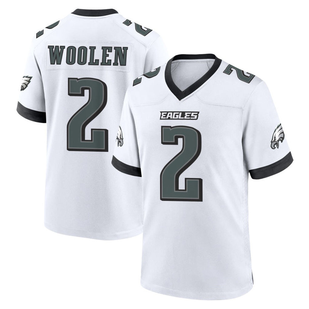 Davalo P.Eagles #2 Riq Woolen Player White Game Home Stitched Jerseys
