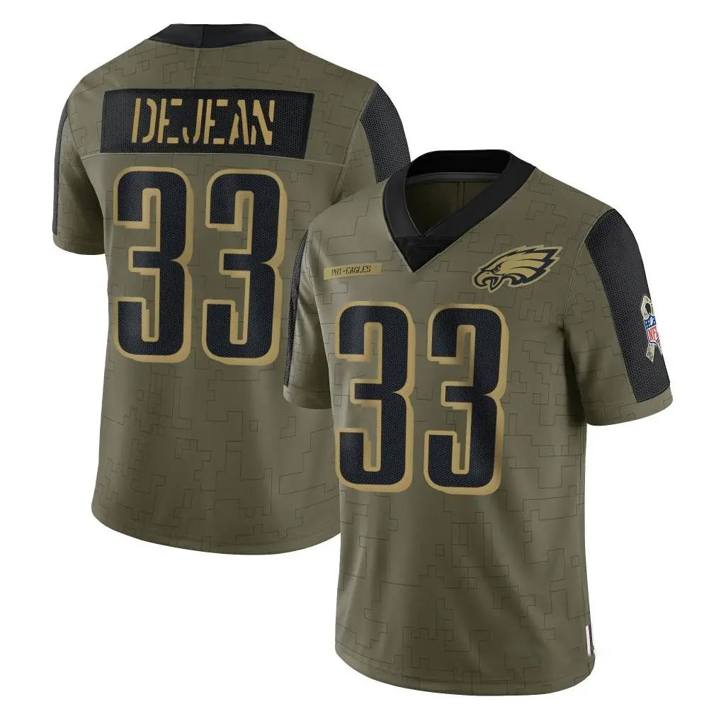 Davalo P.Eagles #33 Cooper DeJean Player Olive Salute To Service Limited Game Stitched Jerseys