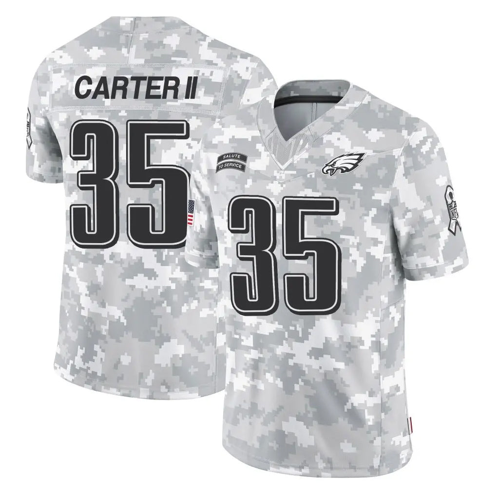 Davalo P.Eagles #35 Michael Carter II Player Arctic Camo Salute to Service Limited Game Stitched Jerseys