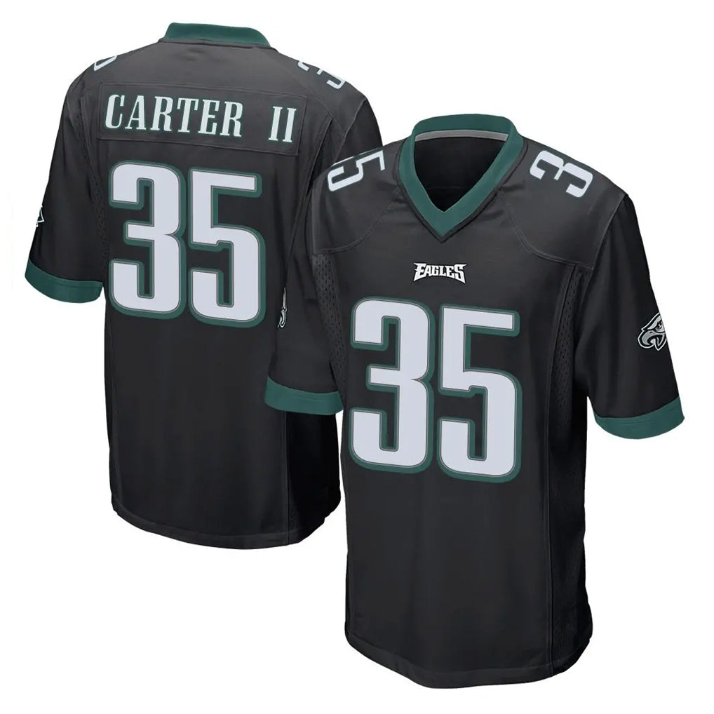 Davalo P.Eagles #35 Michael Carter II Player Black Home Game Stitched Jerseys