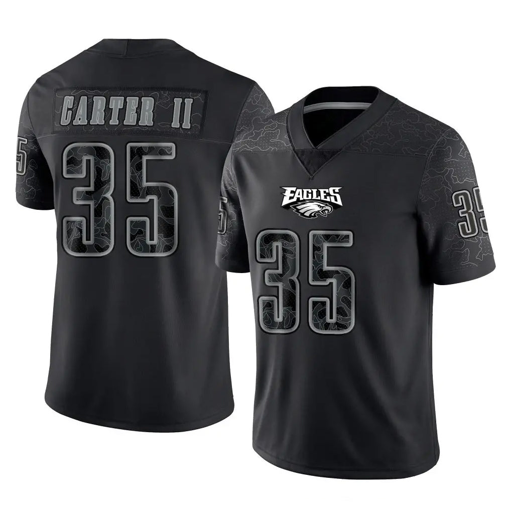 Davalo P.Eagles #35 Michael Carter II Player Black Reflective Limited Home Game Stitched Jerseys
