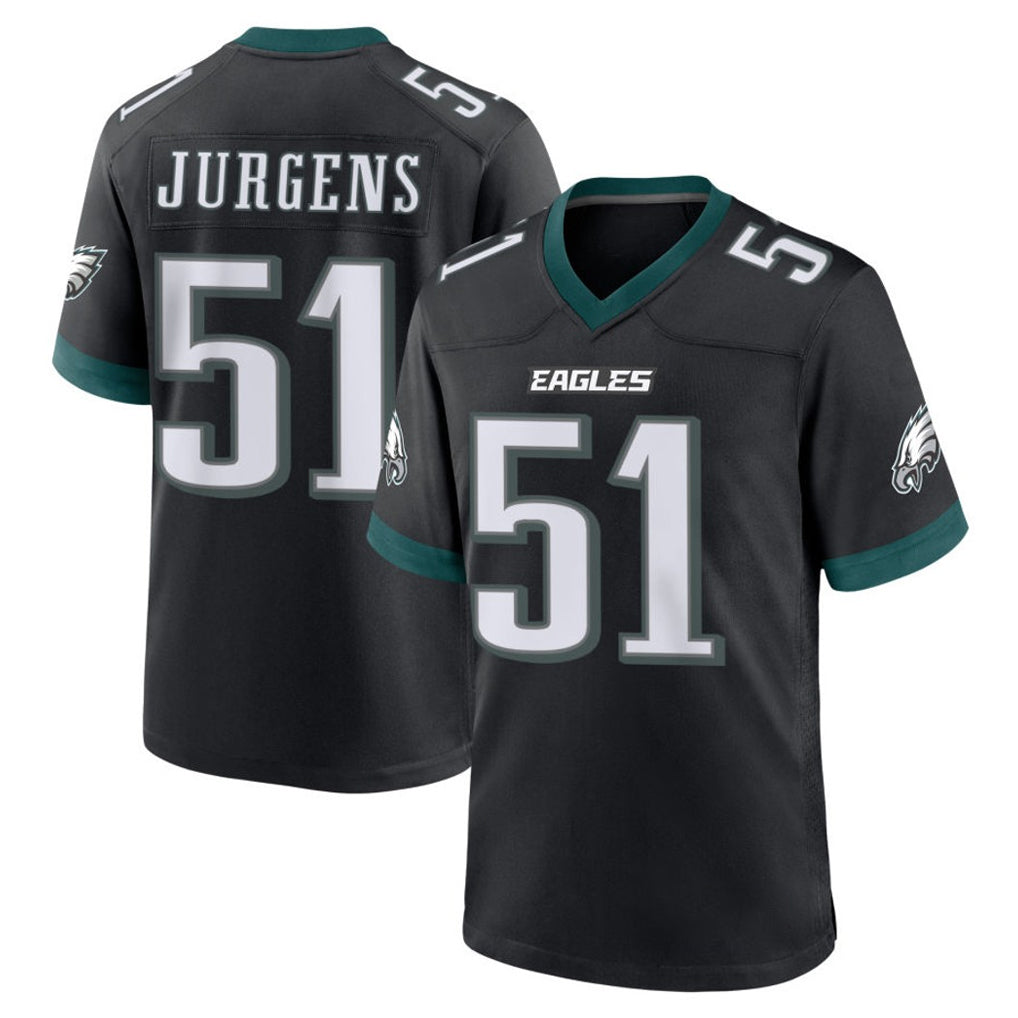 Davalo P.Eagles #51 Cam Jurgens Player Black Game Home Stitched Jerseys