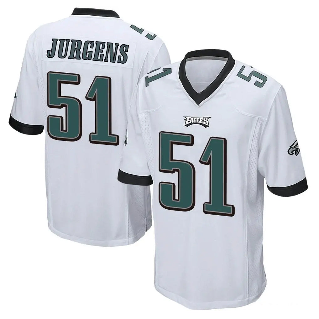Davalo P.Eagles #51 Cam Jurgens Player White Home Game Stitched Jerseys