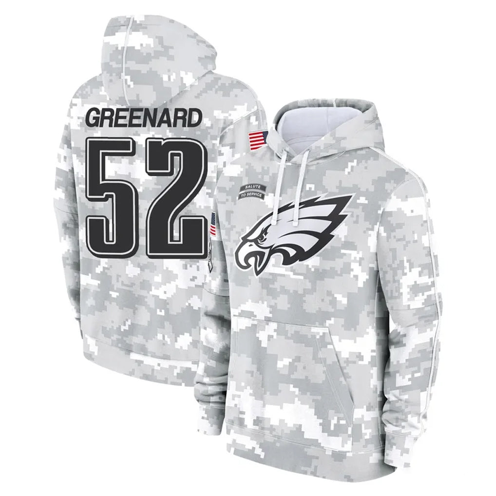 Davalo P.Eagles #52 Jonathan Greenard Player Arctic Camo Salute to Service Pullover Hoodies Limited Game Stitched Jerseys
