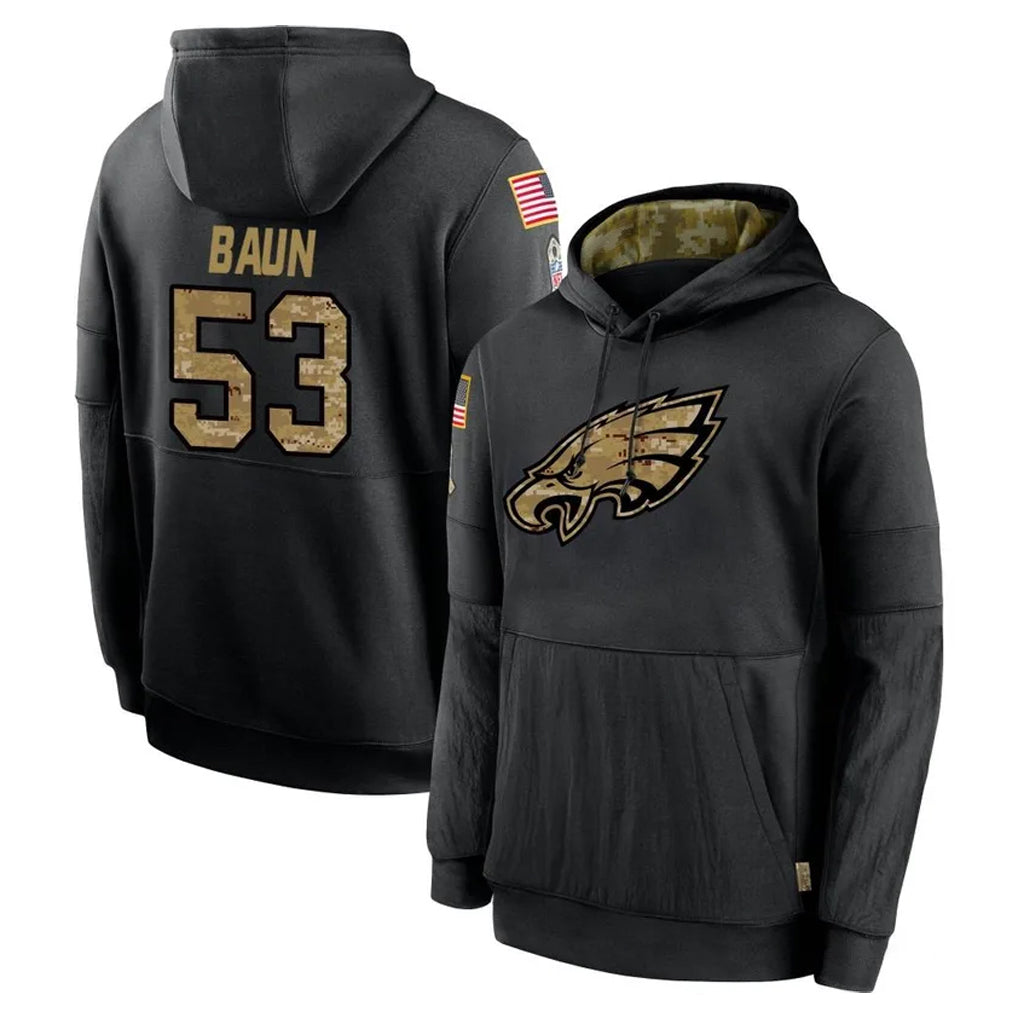 Davalo P.Eagles #53 Zack Baun Player Black Salute to Service Hoodies Limited Game Stitched Jerseys