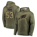 Davalo P.Eagles #53 Zack Baun Player Olive Salute to Service Pullover Hoodies Home Game Stitched Jerseys