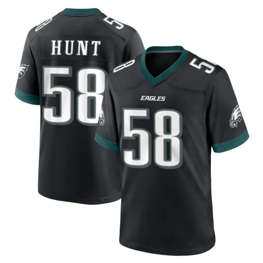 Davalo P.Eagles #58 Jalyx Hunt Player Black Game Home Stitched Jerseys