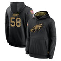 Davalo P.Eagles #58 Jalyx Hunt Player Black Salute to Service Hoodies Limited Game Stitched Jerseys