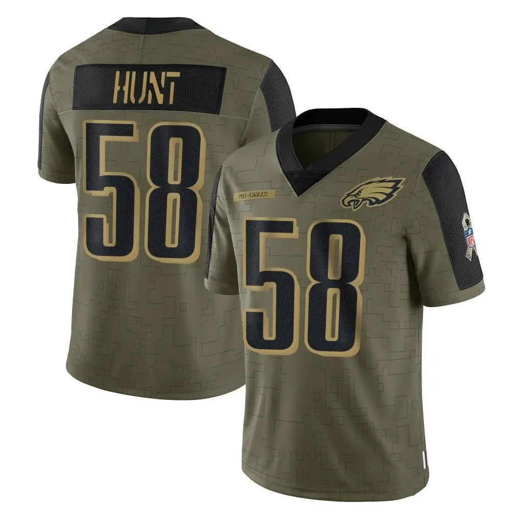 Davalo P.Eagles #58 Jalyx Hunt Player Olive Salute To Service Limited Game Stitched Jerseys