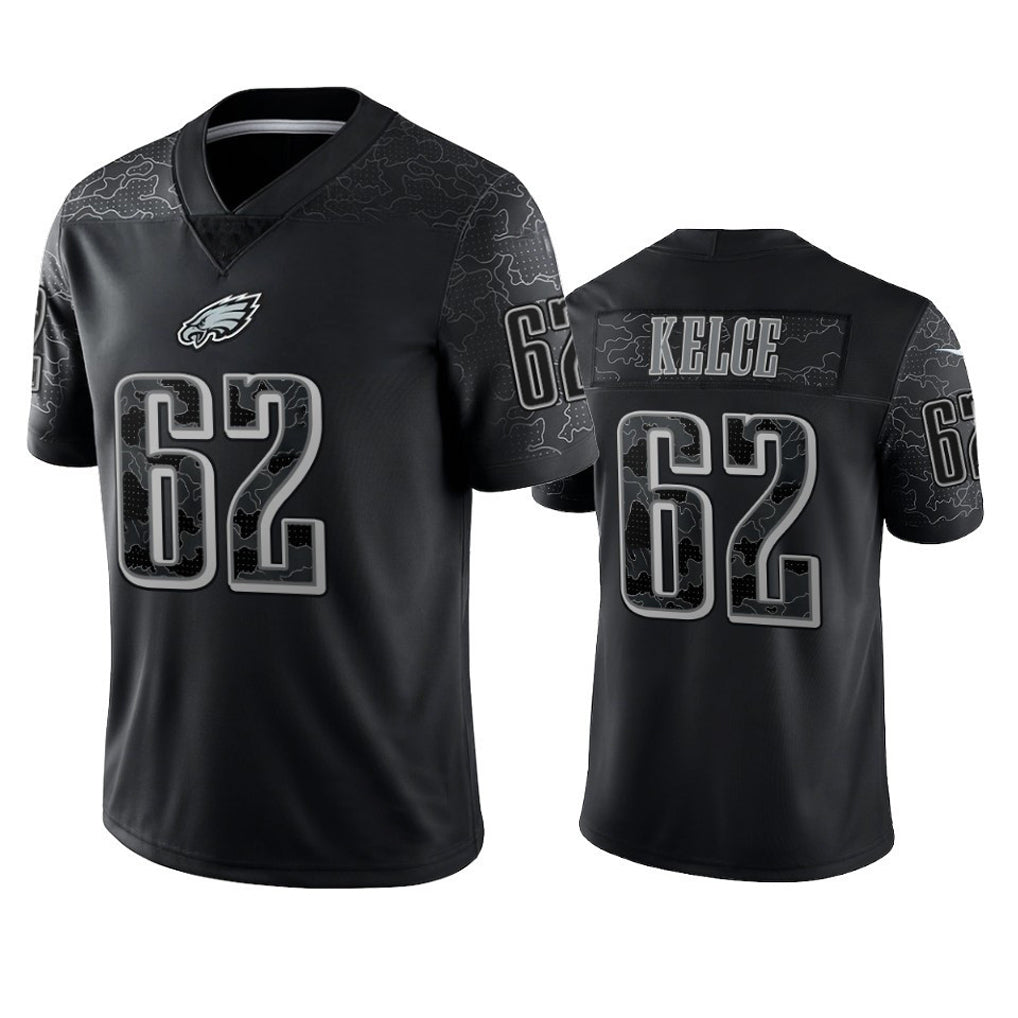 Davalo P.Eagles #62 Jason Kelce Player Black REFLECTIVE Limited Stitched Jerseys
