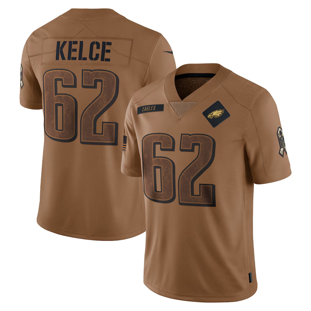 Davalo P.Eagles #62 Jason Kelce Player Brown Salute To Service Limited Stitched Jerseys