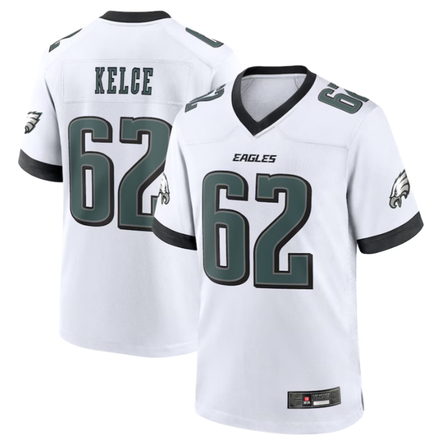 Davalo P.Eagles #62 Jason Kelce White White Game Stitched American Stitched Jerseys