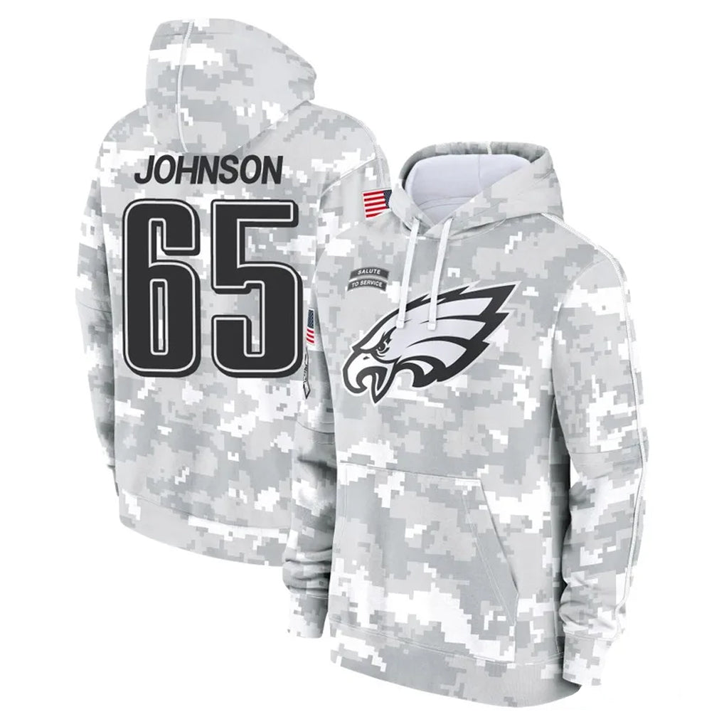 Davalo P.Eagles #65 Lane Johnson Player Arctic Camo Salute to Service Pullover Hoodies Limited Game Stitched Jerseys