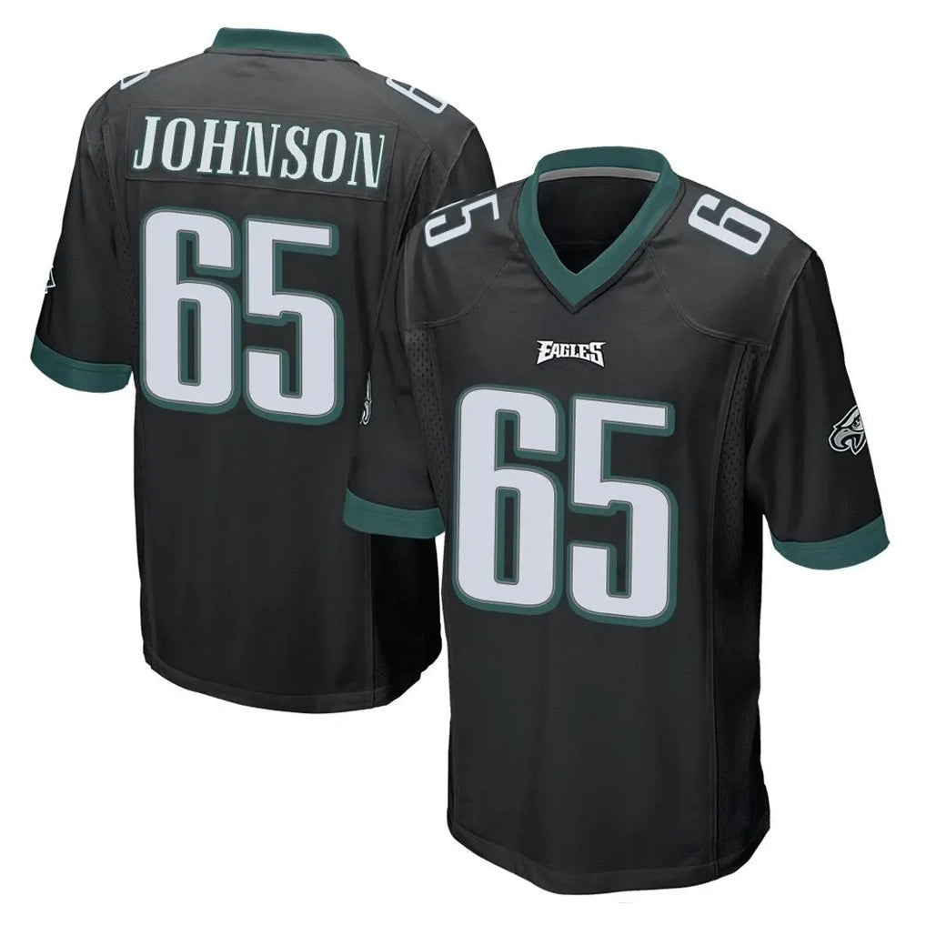 Davalo P.Eagles #65 Lane Johnson Player Black Home Game Stitched Jerseys