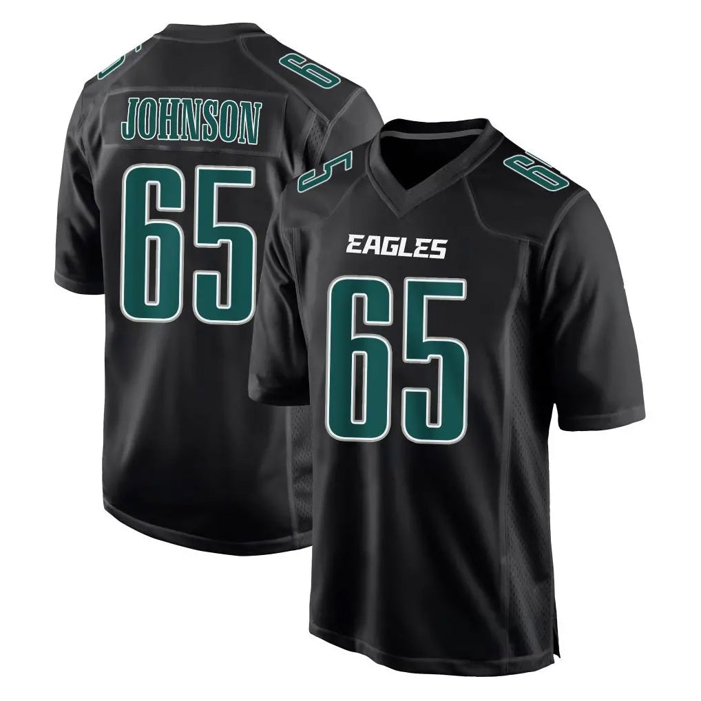 Davalo P.Eagles #65 Lane Johnson Player Carbon Black Fashion Home Game Stitched Jerseys