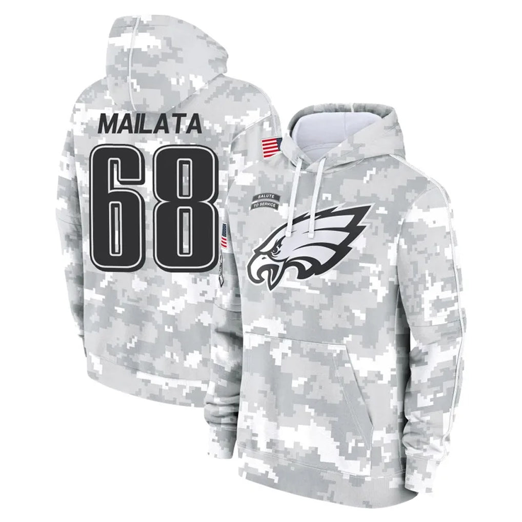 Davalo P.Eagles #68 Jordan Mailata Player Arctic Camo Salute to Service Pullover Hoodies Limited Game Stitched Jerseys
