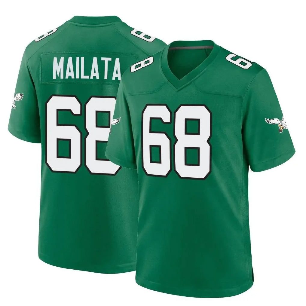 Davalo P.Eagles #68 Jordan Mailata Player Green Kelly Alternate Home Game Stitched Jerseys